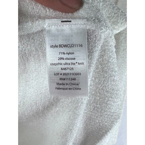 BAREFOOT DREAMS Cozychic Ultra Lite White Nylon Sweater top Casual Comfort XS - Picture 4 of 4